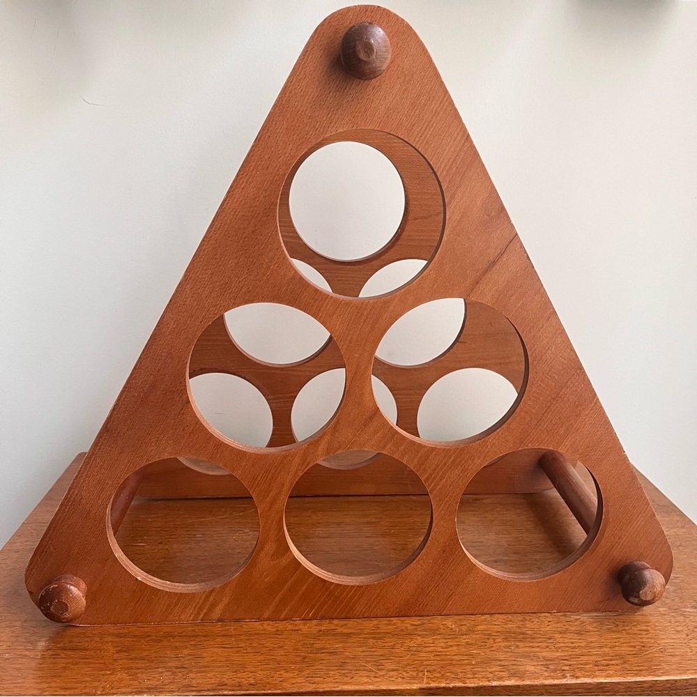 Vintage Wooden Triangle Wine Rack